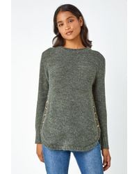 Roman - Button Detail Curved Hem Jumper - Lyst