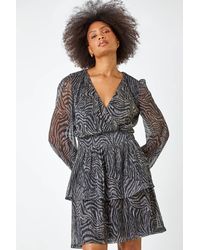 D.u.s.k - Zebra Print Plisse Stretch Dress - Lyst