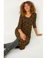 Roman - Floral Print Button Detail Midi Dress - Lyst