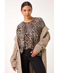 Roman - Snit Animal Print Top - Lyst
