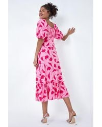 D.u.s.k - Floral Chiffon Frill Hem Midi Dress - Lyst