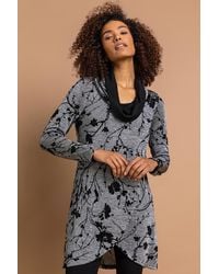 Roman - Floral Print Cowl Neck Long Sleeve Tunic Top - Lyst