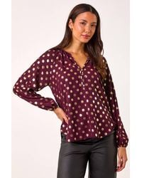Roman - Spot Foil Print Blouse - Lyst