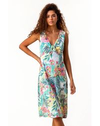 Roman - Burnout Tropical Print Stretch Dress - Lyst