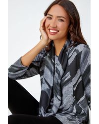 Roman - Abstract Print Pocket Tunic Top With Snood - Lyst