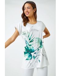 Roman - Palm Print Embellished Tunic Top - Lyst