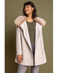 Roman - Formal Faux Fur Collar Coat - Lyst