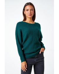 Roman - Ribbed Geometric Print Batwing Jumper - Lyst