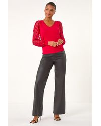Roman - Polka Dot V-Neck Sleeve Knit Jumper - Lyst