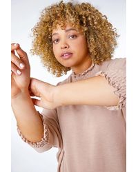 Roman Curve - Frill Neck Asymmetric Stretch Tunic Top - Lyst
