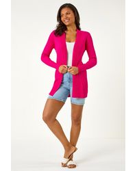 Roman - Longline Stretch Ribbed Cardigan - Lyst