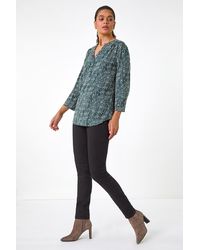 Roman - Textured Abstract Print V-Neck Stretch Shirt - Lyst