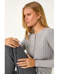 Roman - Textured Button Front Knit Cardigan - Lyst