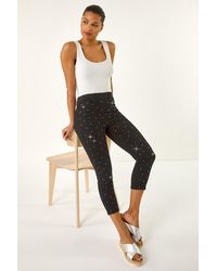 Roman - Embellished Cropped Stretch Jeggings - Lyst