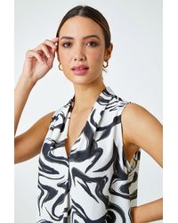 Roman - Sleeveless Swirl Print Pleat Front Top - Lyst