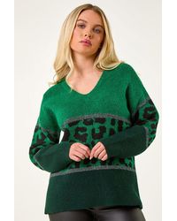 Roman Petite - Animal Colourblock Stretch Jumper - Lyst