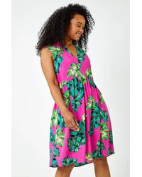 Roman Petite - Tropical Print Smock Dress - Lyst