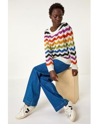 Roman - Striped Wave Knit Jumper - Lyst
