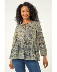 Roman Petite - Metallic Aztec Print Top - Lyst