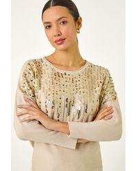 Roman - Sequin Drop Knit Jumper - Lyst