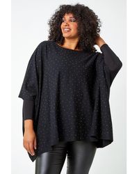 Roman - Curve One Size Sparkle Embellished Poncho - Lyst