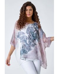 Roman - Butterfly Print Overlay Top - Lyst