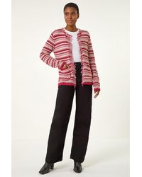 Roman - Textured Metallic Knit Open Cardigan - Lyst