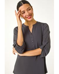 Roman - V-Neck Button Detail Stretch Shirt - Lyst