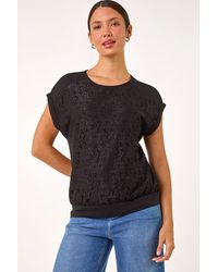 Roman - Lace Front Stretch Jersey Top - Lyst