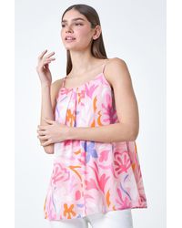Roman - Floral Print Chiffon Cami Top - Lyst