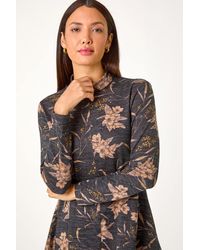 Roman - Floral Print High Neck Tunic Top - Lyst