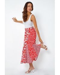 Roman - Ditsy Floral Print A Line Midi Skirt - Lyst