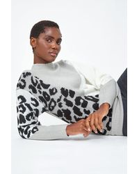 Roman - Colour Block Animal Print Stretch Jumper - Lyst