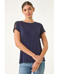 Roman - Lace Panel Detail T-Shirt - Lyst