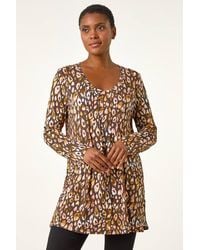 Roman - Animal Print Stretch Jersey Top - Lyst