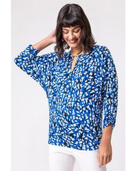 Roman - Abstract Spot Keyhole Detail Blouson Top - Lyst