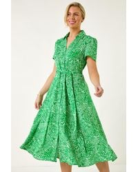 Roman Petite - Abstract Print Button Shirt Dress - Lyst