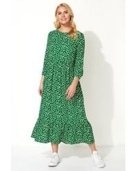 Roman - Polka Dot Print Tiered Maxi Dress - Lyst