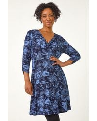 Roman Petite - Shadow Floral Wrap Stretch Dress - Lyst