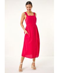 Roman - Seersucker Button Midi Sundress - Lyst