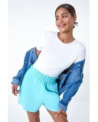 Roman - Linen Blend Elastic Waist Pocket Shorts - Lyst