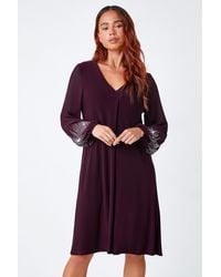 Roman Petite - Sparkle Sleeve Stretch Dress - Lyst