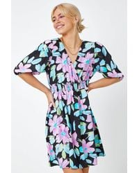 D.u.s.k - Floral Print Wrap Mini Dress - Lyst