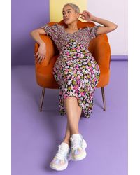 Roman - Dusk Fashion Contrast Floral Print Tea Dress - Lyst