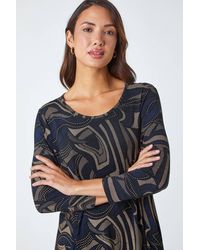 Roman - Swirl Print Hanky Hem Stretch Top - Lyst