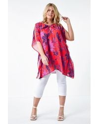 Roman Curve - Floral Twist Detail Keyhole Top - Lyst