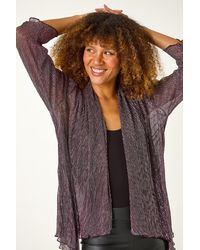 Roman - Plisse Print Metallic Foil Kimono - Lyst
