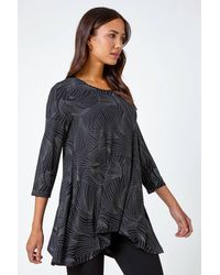Roman - Swirl Print Hanky Hem Stretch Top - Lyst