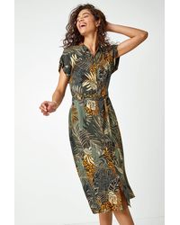 Roman - Tropical Leaf Print Shirt Dress - Lyst