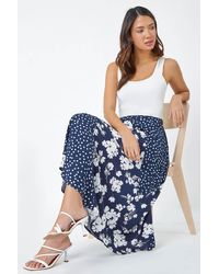 Roman - Mixed Floral Spot Print A Line Midi Skirt - Lyst